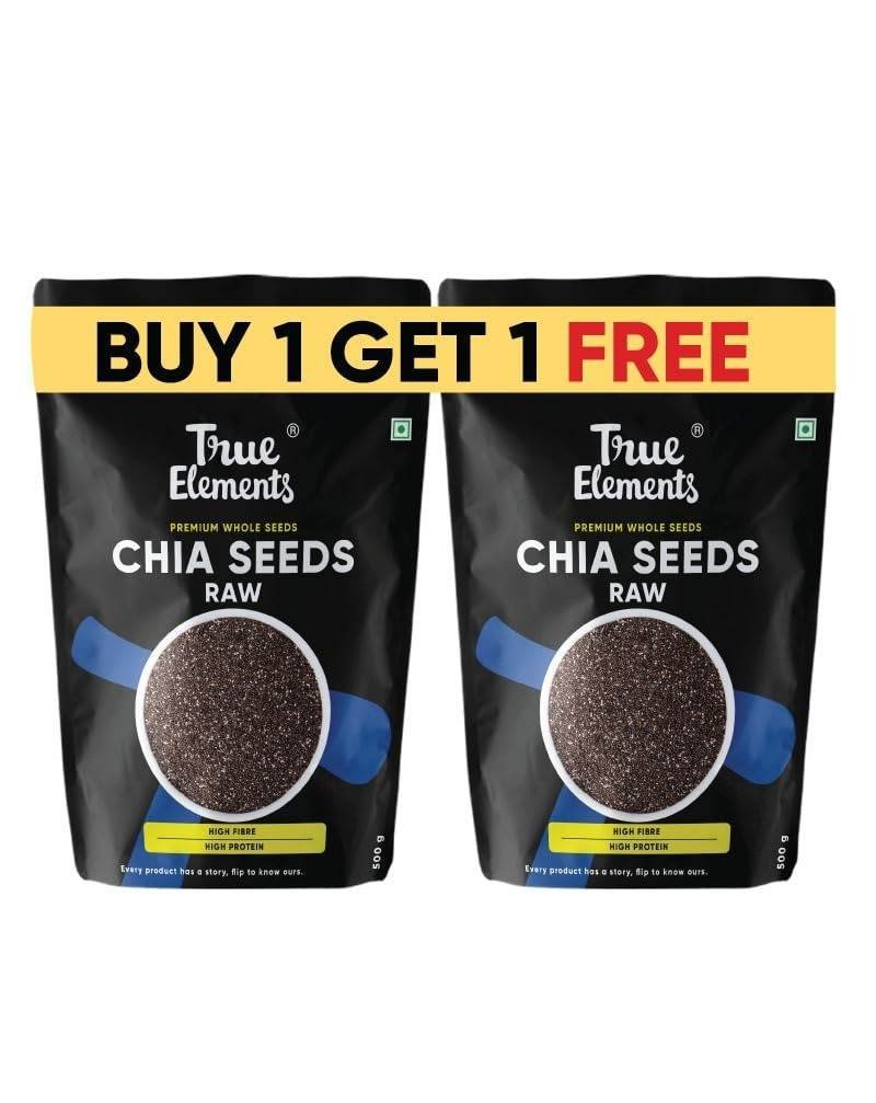 uk615OqbUZOrL-1.jpg True Elements Chia Seeds 1kg (500g * 2) - Buy 1 Get 1 FREE - Non-GMO and Fibre Rich Seeds | Omega-3 rich Seeds for Eating | Healthy Snacks | Best for Weight Management - Fast UK Delivery - Image 1