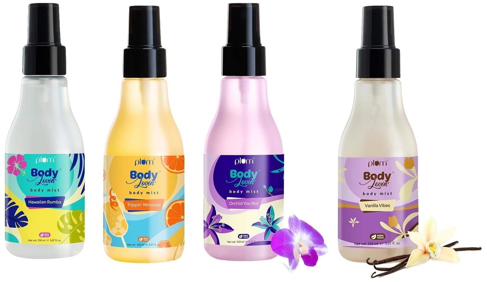 uk615gQlZg-AL-1-1.jpg Plum BodyLovin' Best Of Body Mists Combo For Unisex, 150ml - Floral, Vanilla & Fruity - Fast UK Delivery - Image 1