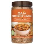 Gaia Crunchy Muesli Fruit and Nuts a Mix of Wholesome Breakfast Cereals Packed with Fibre, Iron and Antioxidants Serves As the Nourishing, Tasty Breakfast Option. 1KG Jar Pack - Fast UK Delivery