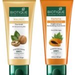 Biotique Bio Papaya Revitalizing Tan-Removal Scrub, 100g & Walnut Purifying & Polishing Scrub, 100g - Fast UK Delivery