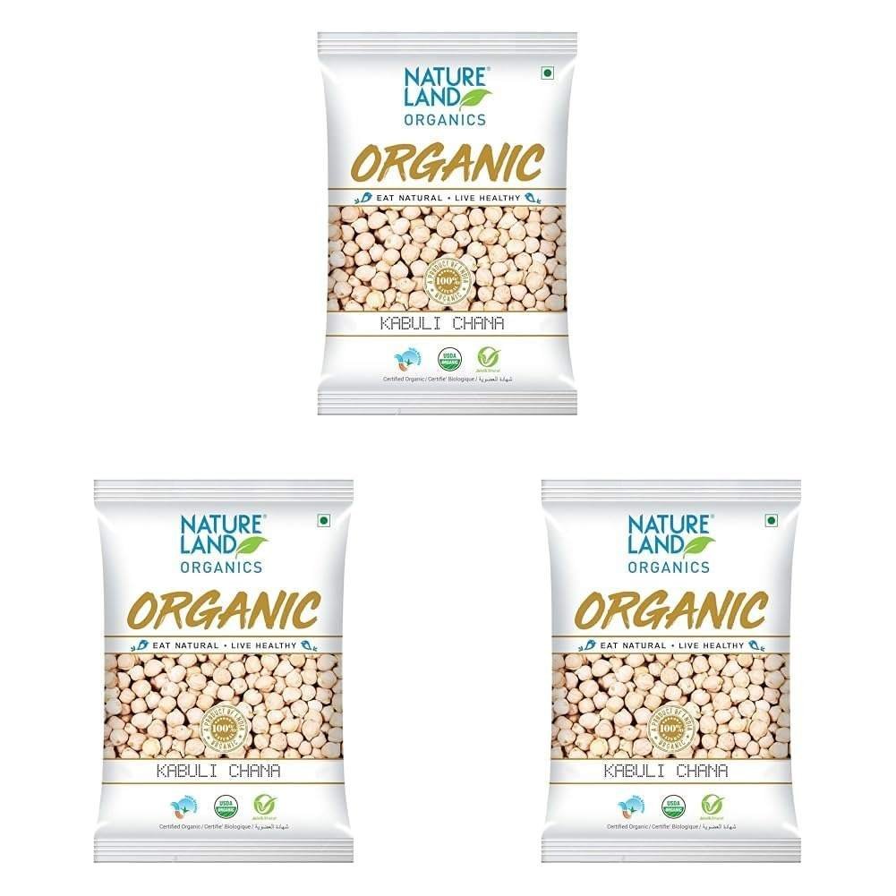 uk616fJKVTzqL-1.jpg Natureland Organics Kabuli Chana/White Chana/Chole 1 Kg - Organic Healthy Chana (Pack of 3) - Fast UK Delivery - Image 1