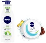 NIVEA Body Lotion, Aloe Hydration, with Aloe Vera for Instant Hydration in Summer, 400 ml & NIVEA Soft Light Moisturizer Cream, 300 ml - Fast UK Delivery