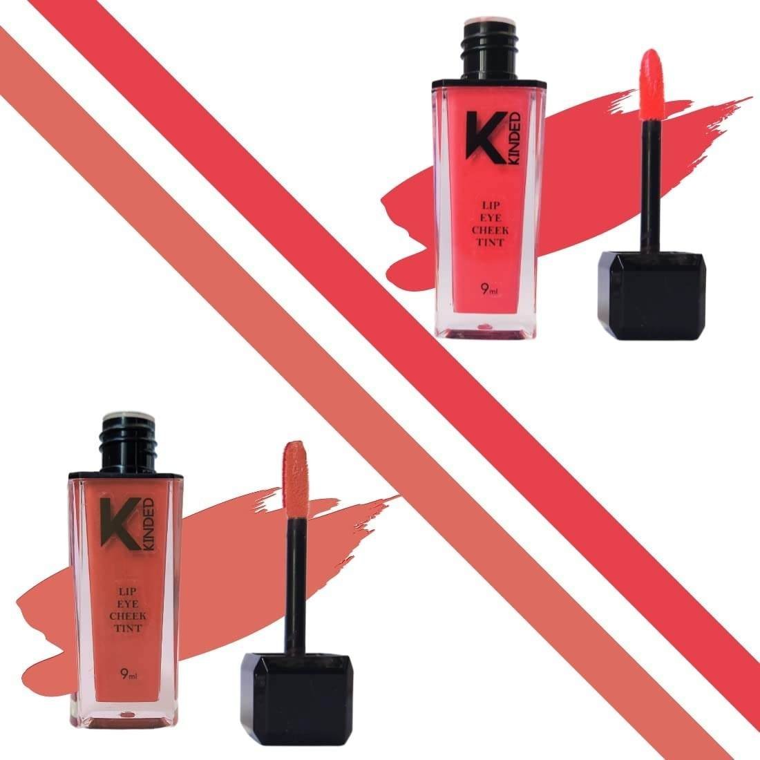 uk6172Me7KRL-1.jpg KINDED Lip Eye and Cheek Tint Combo for Women Girls Longlasting Moisturizing Vitamin E Liquid Lip Colour Lipstick Eyeshadow Blush (Matte Finish, Barbie Pink & Perfect Nude, 9 ml each) - Fast UK Delivery - Image 1
