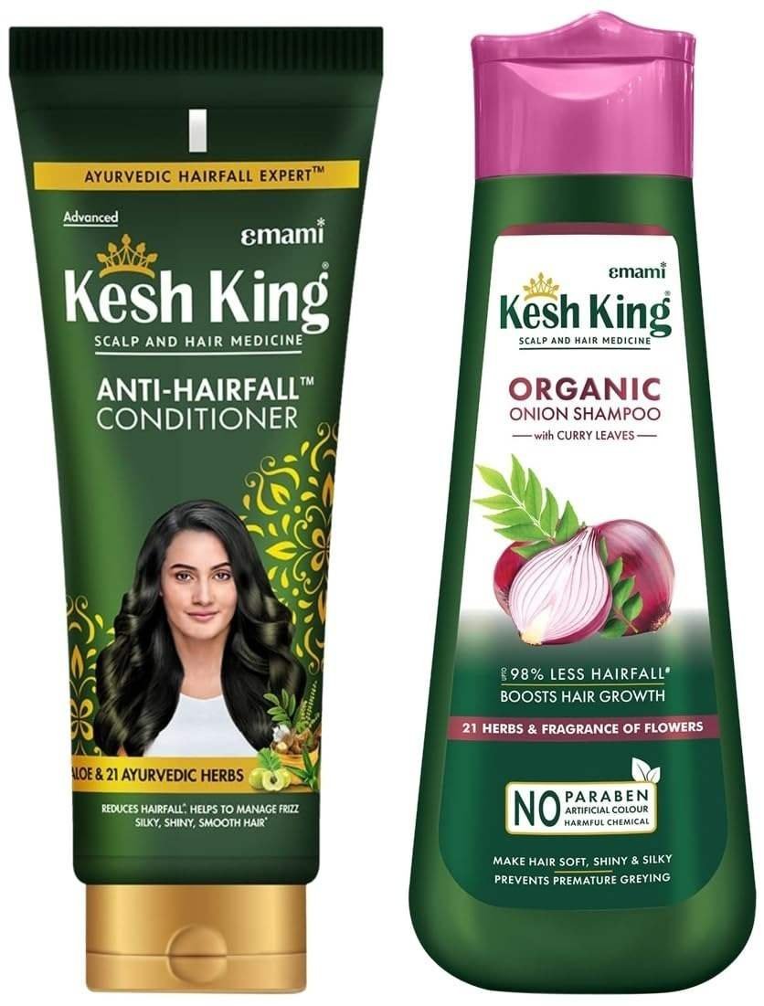 uk617APIgKJTL-1-1.jpg Kesh King Ayurvedic Onion Shampoo with 21 Herbs, Reduces Hairfall & Boost Hair Growth, 300ml & Kesh King Scalp and Hair Medicine Anti-Hairfall Conditioner, 200 ml - Fast UK Delivery - Image 1