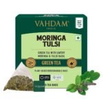 VAHDAM, Tulsi Moringa Green Tea Bags (15 Count) Low Caffeine, Non GMO & Gluten Free | Naturally High Grown Green Tea | Individually Wrapped Pyramid Tea Bags | Direct from Source - Fast UK Delivery