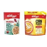 Kellogg's Muesli 22% Fruit Magic, High in Fibre &Vitamin C, Naturally Cholesterol Free, 500g + Corn Flakes Original, B Group Vitamins 1.2kg Breakfast Cereals High in Iron - Fast UK Delivery