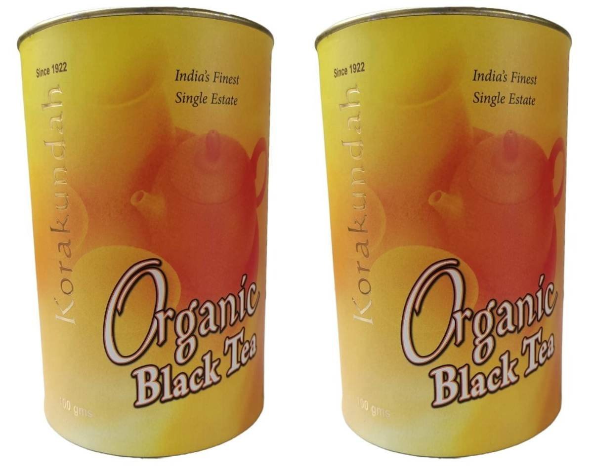 uk617eVm6mq4L-1.jpg Korakundah Organic Black Tea Tin 100 g (Pack Of 2) Since 1922-Very Special Kind Of Tea - Fast UK Delivery - Image 1
