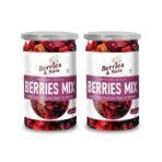 Berries And Nuts Super Berries Mix | Dried Mixed Berries, High in Antioxidants | Cranberries, Blueberries, Gojiberries, Blackberries, Raspberries, Strawberries | 400 Grams | 2 Bottles of 200 Grams - Fast UK Delivery