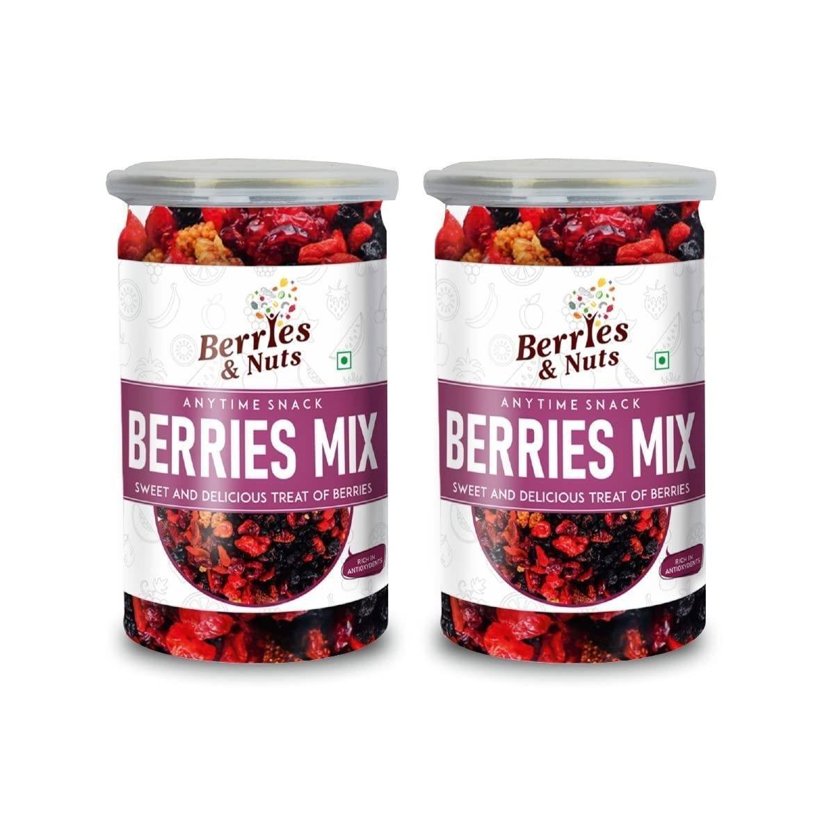 uk618XSuHSspL-1-1.jpg Berries And Nuts Super Berries Mix | Dried Mixed Berries, High in Antioxidants | Cranberries, Blueberries, Gojiberries, Blackberries, Raspberries, Strawberries | 400 Grams | 2 Bottles of 200 Grams - Fast UK Delivery - Image 1