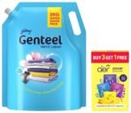 Godrej aer Power Pocket | Bathroom Freshener Assorted Pack Of 4 (40G) + Genteel Matic Liquid Detergent Refill Pouch for Top load Washing - 2kg - Fast UK Delivery