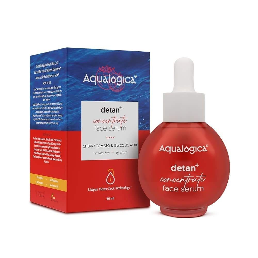 uk618jt3p77IL-1-1.jpg Aqualogica Detan+ Concentrate Face Serum for Men & Women - With Cherry Tomato & Glycolic Acid for Tan Removal, Gentle Exfoliation Oily, Dry & Glowing Skin -30ml - Fast UK Delivery - Image 1