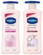Vaseline Healthy Bright Body Lotion 400 ml, Daily Brightening Moisturizer with Sunscreen & Vaseline Healthy Bright Complete 10 Body Lotion, Anti- Ageing Lotion, 400 ml - Fast UK Delivery