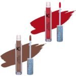 KINDED Liquid Lip Colour Vitamin E Enriched No Transfer Waterproof Long Stay Lipsticks Lip Gloss Set for Girls Women (Pack of 2, 6 ml each, Matte Finish, Shades Brick Red & Brown Temptation) - Fast UK Delivery