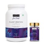 Kapiva Him Foods Plant Protein - Chocolate | 24.5g Protein per Scoop |100% Plant Based Protein (1kg) + Kapiva Testo Capsules - 19 Ayurvedic Herbs for Daily Wellness and Strength - Fast UK Delivery