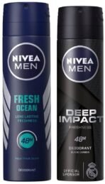 Nivea Men Deep Impact Freshness Deodorant Spray, 150 Milliliters &, Fresh Ocean Deodorant Spray, 150 Ml, Pack Of 1 - Fast UK Delivery