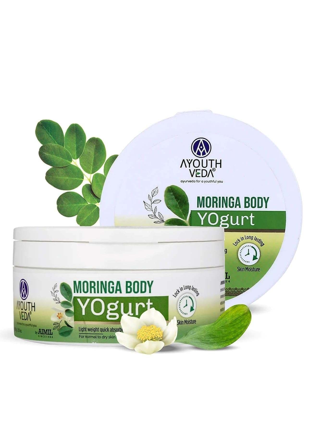 uk61ARUyFcDPL-1-1.jpg Ayouthveda Moringa Body Yogurt | Instant & Deep Hydrating Moisturizer For Daily use | Non Greasy Formula | Helps to Improve Skin Tone & Repair Skin Damages (Pack of 200gm) - Fast UK Delivery - Image 1