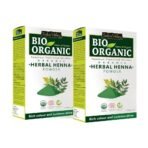 Indus Valley Bio Organic Herbal Henna Powder for Hair |Chemical-Free with Tulsi, Amla, Shikakai, Reetha, Fenugreek, Cassia & Bhringraj | Fortifies Hair Health | 200g (2 x 100g) - Fast UK Delivery