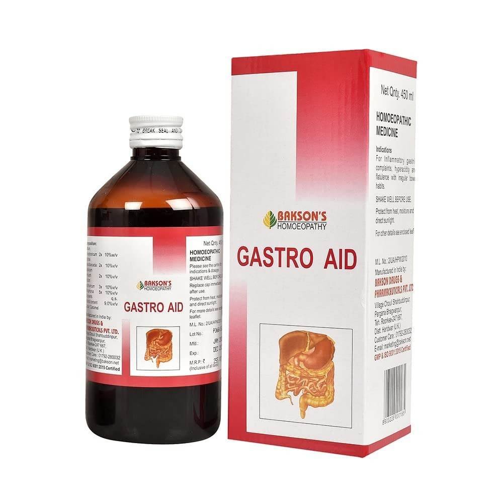 uk61AorTXUEBL-1.jpg Dr. Bakshi's BAKSON'S HOMOEOPATHY Gastro Aid Syrup (450ml) - Fast UK Delivery - Image 1
