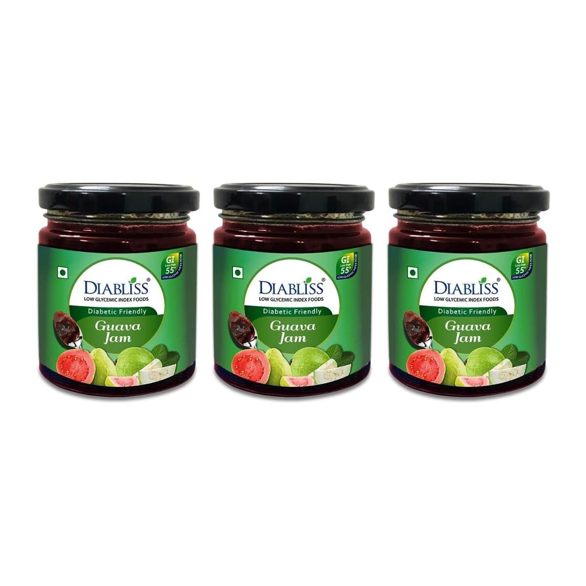 uk61BAO5aHjAL-1-1.jpg DiaBliss Diabetic Friendly Guava Jam 225g Sugar Free Alternative - Low Glycemic Index (GI) Pack of 3 - Combo Pack 675 g - Image 1