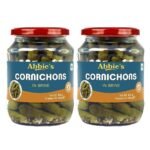 Abbie's Cornichons in Brine 1340 g (670 g X 2 Units) Ready to Eat | Zero Fat Crunchy Pickle | Perfect Topping for Pizza, Sandwich, Burger , Salad , Snacks and More | - Fast UK Delivery
