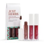 Just Herbs Ayurvedic Liquid Lipstick Kit Set of 3 with Long Lasting, Hydrating & Lightweight Lip Colour, Full Size - Paraben & Silicon Free - 6 ml (Day+ Office Look) - Fast UK Delivery