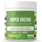 Rooted Actives Super Greens Ultimate Health Powder | 22 vital greens & Fruits, 1 billion probiotics, 5 Enzymes, 5 Mushrooms (No Added Sugar) | Supports Gut Health, Energy, Immunity - 250 Grams - Fast UK Delivery