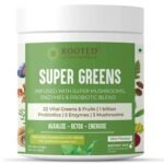 Rooted Actives Super Greens Ultimate Health Powder | 22 vital greens & Fruits, 1 billion probiotics, 5 Enzymes, 5 Mushrooms (No Added Sugar) | Supports Gut Health, Energy, Immunity - 250 Grams - Fast UK Delivery