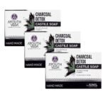 Ayouthveda Charcoal Detox Soap | A Powerful Blend of CharcoalJaggery & Five Nourishing Oils | Handmade Castile Soap Without Any Harsh Chemical | For Clear & Dirt Free Skin (Pack Of 3-110g each) - Fast UK Delivery
