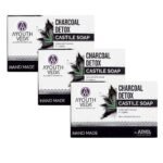 Ayouthveda Charcoal Detox Soap | A Powerful Blend of CharcoalJaggery & Five Nourishing Oils | Handmade Castile Soap Without Any Harsh Chemical | For Clear & Dirt Free Skin (Pack Of 3-110g each) - Fast UK Delivery