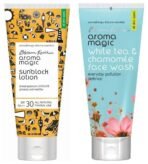 Aroma Magic Sunscreen Sun Block Lotion, SPF 30, 50ml & Aroma Magic White Tea & Chamomile Face Wash 100 ml - Fast UK Delivery
