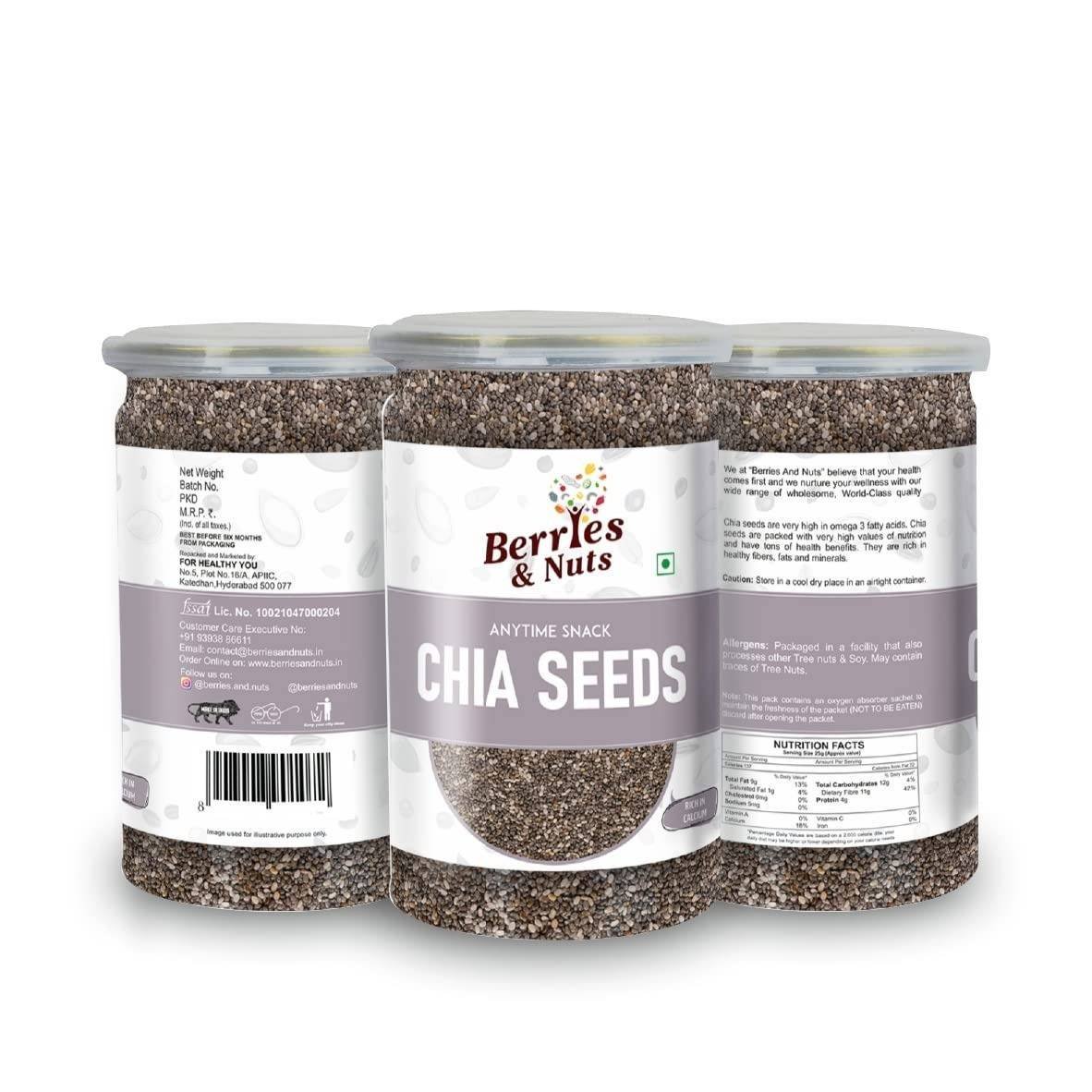 uk61Cs2D0irL-1.jpg Berries And Nuts Premium Raw Chia Seeds | 750 Grams | 3 Bottle of 250 Grams - Fast UK Delivery - Image 1