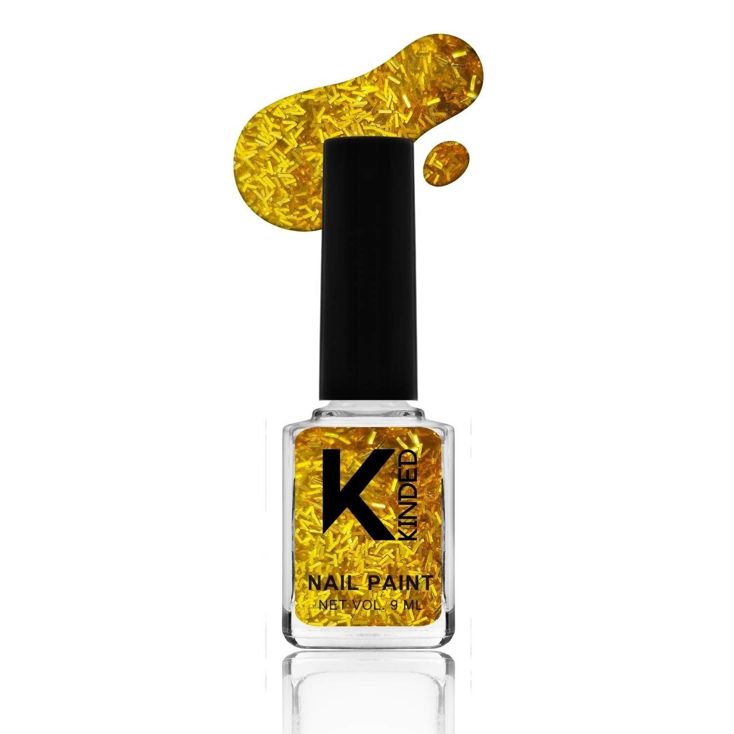 uk61CvWekJhKL-1-1.jpg KINDED Nail Paint Long Lasting Lacquer Nail Art Nail Polish Enamel Nail Polish Glitter Topper Coat for Girls Women (9 ml, Glittery Finish, Shade 37 Nail Art Gold Mine) - Fast UK Delivery - Image 1