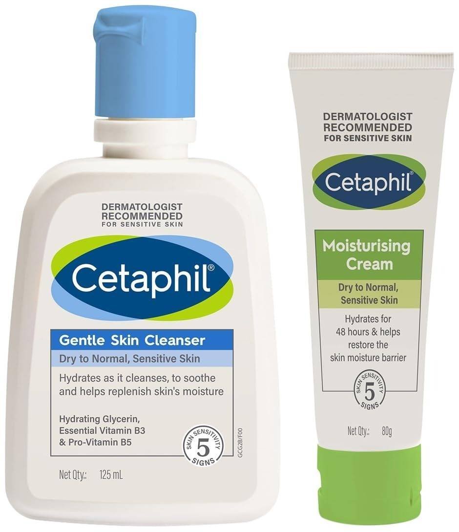 uk61DA73ufBbL-1-1.jpg Cetaphil Gentle Skin Cleanser 125 Ml & Moisturising Cream 80 Gm - Fast UK Delivery - Image 1