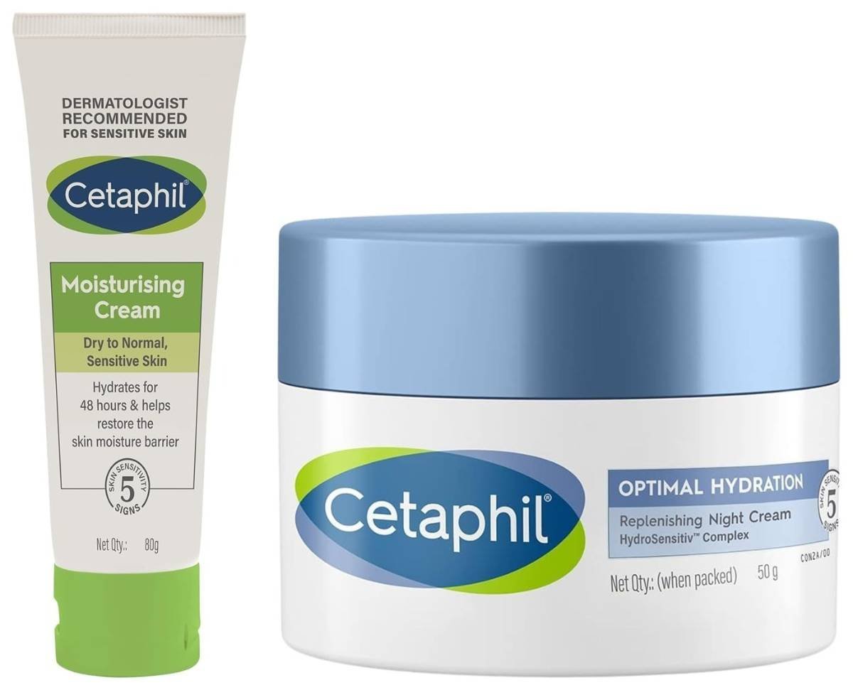 uk61DAqTxZvkL-1-1.jpg Cetaphil Moisturising Cream for Face & Body Dry to Normal skin 80 gm Optimal Hydration Replenishing Night Cream 50g Lightweight & Fast Absorption Hyaluronic Acid Blue Daisy Extract Niacinamide - Fast UK Delivery - Image 1