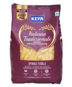 Keya Fusilli Pasta 1kg, 100% Durum Wheat Pasta | Vegetarian | No MSG | Low in Calories | No Trans Fats | Healthy | Cooked in 10 Minutes - Fast UK Delivery