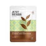 Just Herbs Sheet Mask Glowing Skin Serum Masks, 20g (Green Tea, Mint, Cucumber) - Fast UK Delivery