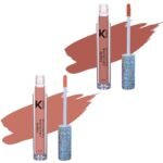 KINDED Liquid Lip Colour Vitamin E Enriched No Transfer Waterproof Long Stay Lipsticks Lip Gloss Set for Girls Women (Pack of 2, 6 ml each, Matte Finish, Shades Rust Crust & Perfect Nude) - Fast UK Delivery