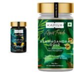 Kapiva Shilajit Gold 60 Capsules Contains 24 Carat Gold Boosts 100% Ayurvedic & Kapiva Ashwagandha Gold Capsules 183rd day harvested Potent Nagori Ashwagandha With Gold For Men & Women (60 Capsules) - Fast UK Delivery