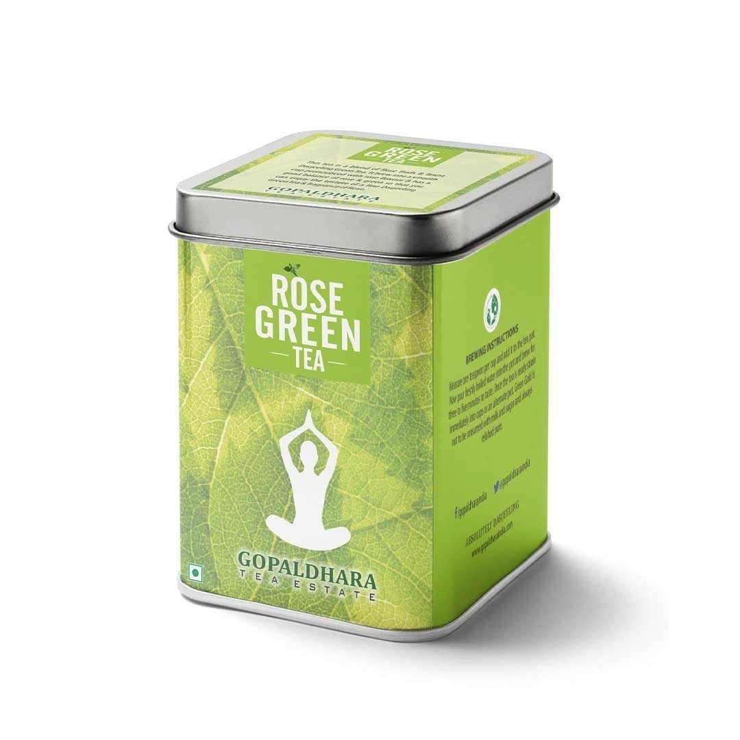 uk61EMOQzPNuL-1-1.jpg Gopaldhara Darjeeling Rose Green Tea 100g Tin Caddy - (Classic Series) FTGFOP1 Whole Leaf Green Tea from the High Mountain 7000 Feet - Fast UK Delivery - Image 1