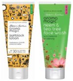Aroma Magic Sunscreen Sun Block Cream, SPF 30, 50ml and Aroma Magic Neem And Tea Tree Face Wash, 100ml - Fast UK Delivery
