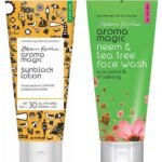 Aroma Magic Sunscreen Sun Block Cream, SPF 30, 50ml and Aroma Magic Neem And Tea Tree Face Wash, 100ml - Fast UK Delivery