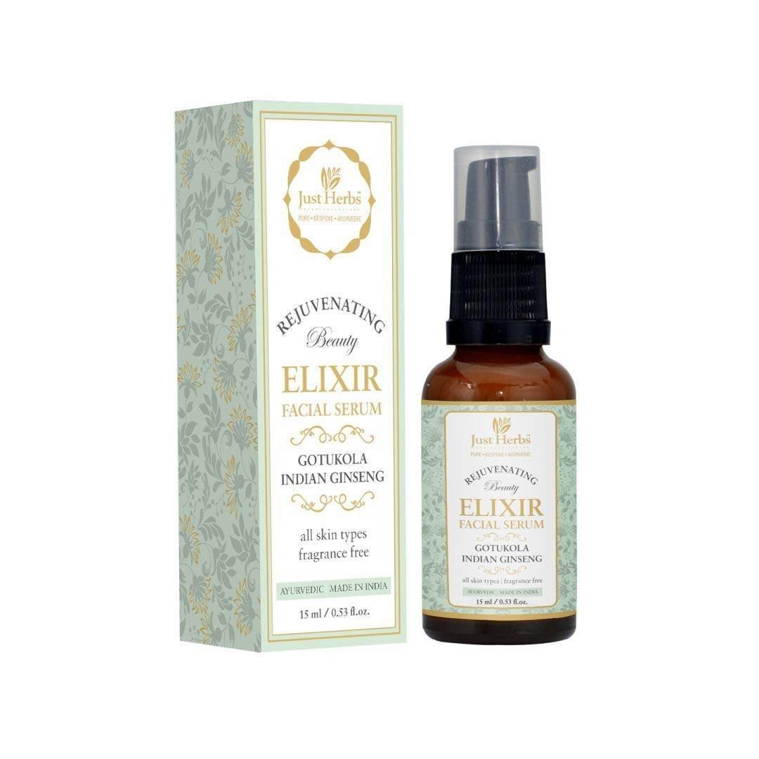 uk61EdCdk1W1L-1.jpg Just Herbs Gotukola Indian Ginseng Rejuvenating Beauty Elixir Facial Serum for All Types of Skin (Paraben & SLS free) - Fast UK Delivery - Image 1