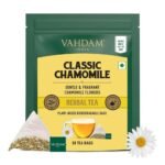 VAHDAM, Chamomile Herbal Tea Bags (50 Count) Caffeine Free, Non-GMO, Gluten-Free | 100% Pure Herbal Tisane - Sweet & Floral | Whole Loose-Leaf Tea Bags | Resealable Ziplock Pouch - Fast UK Delivery