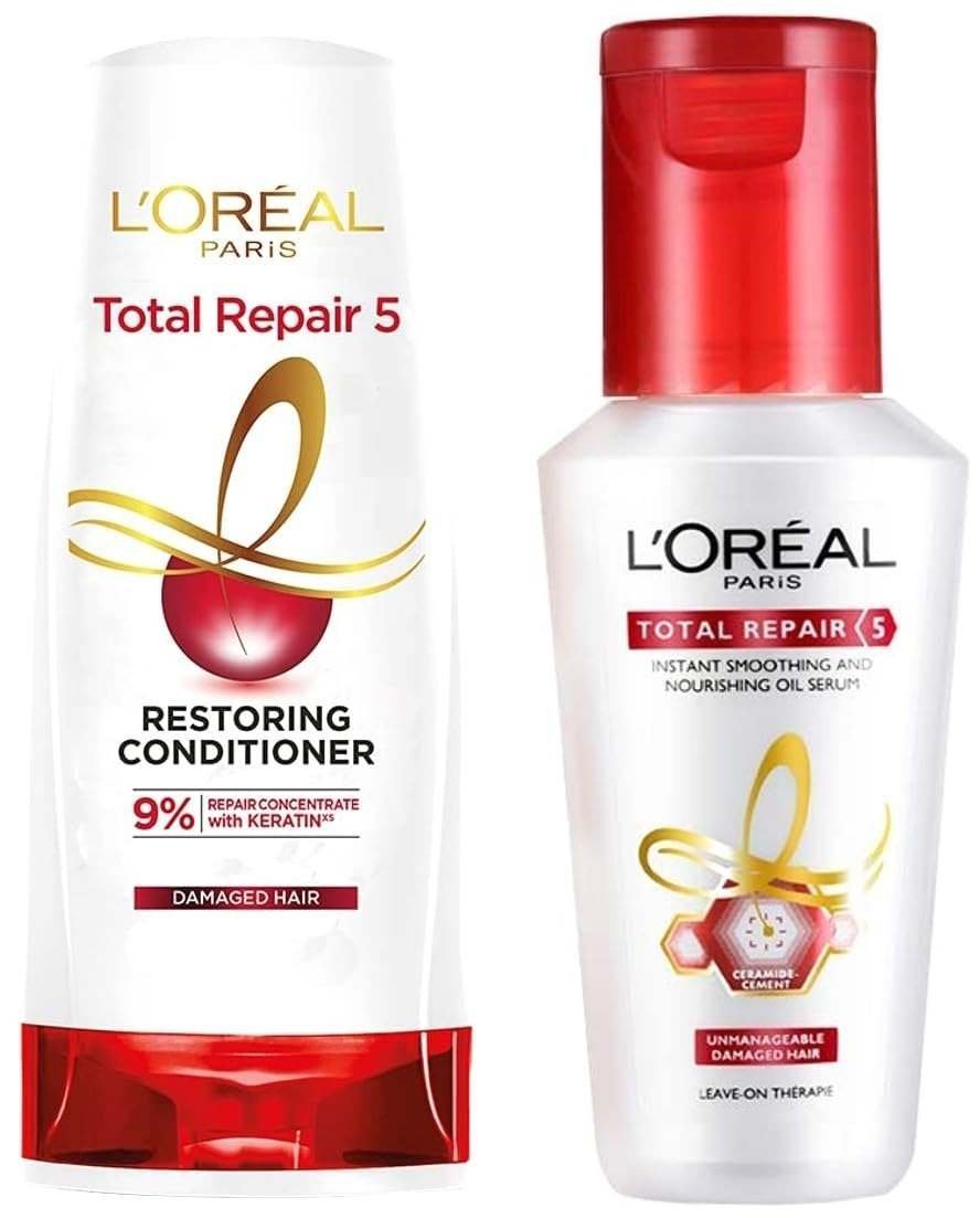 uk61EtuSYUQzL-1-1.jpg L'Oreal Paris Total Repair 5 Serum, 80ml and L'Oreal Paris Total Repair 5 Conditioner (175ml) - Fast UK Delivery - Image 1