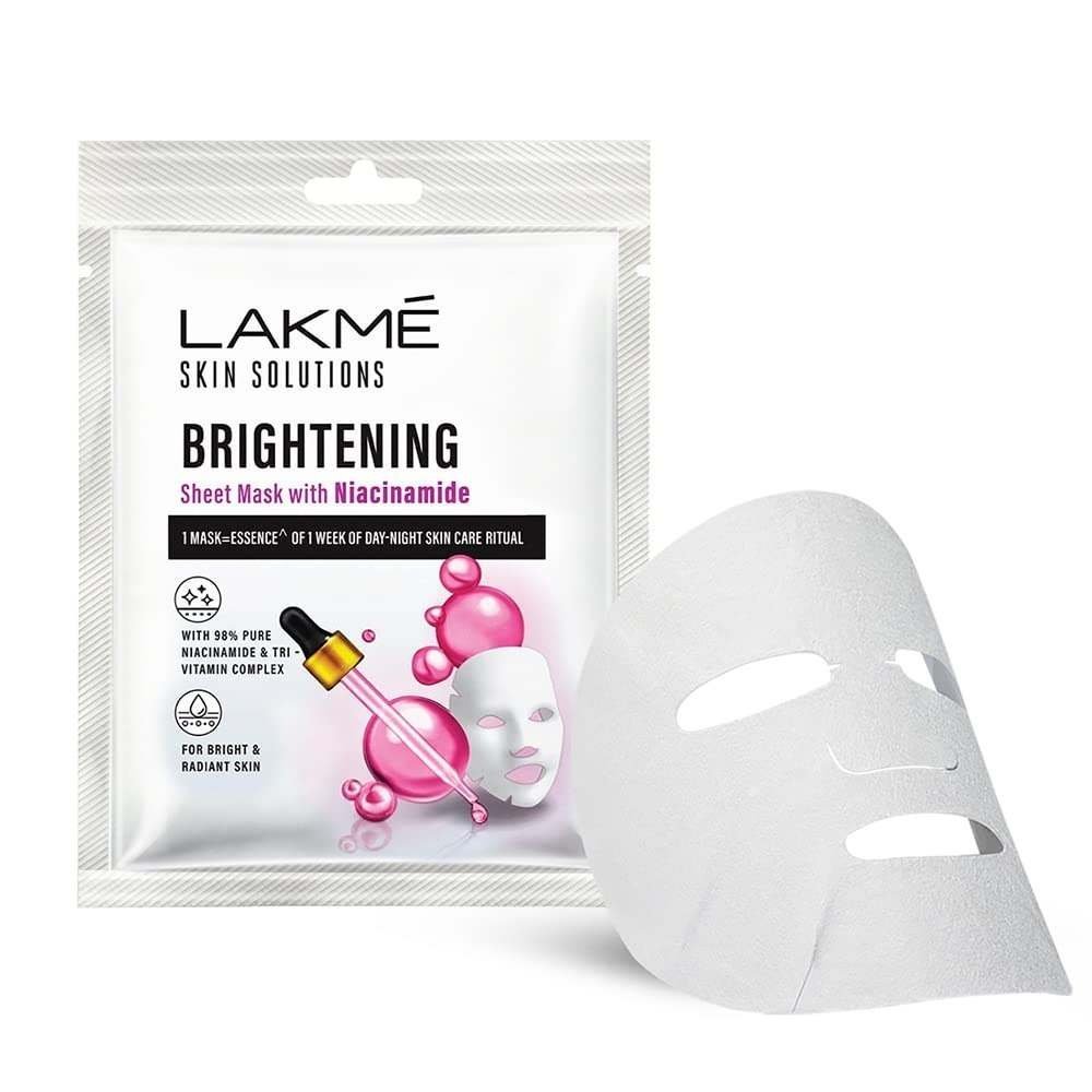 uk61FKjFxOcLL-1-1.jpg LAKME Skin Solutions Sheet Mask Brightening With Niacinamide 25Ml, Pack Of 1 - Fast UK Delivery - Image 1