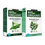 INDUS VALLEY Bio Organic Natural Brahmi Powder | Bacopa monnieri With Bhringraj Powder | Eclipta alba for Hair Care - (100g*2=200g) - Fast UK Delivery