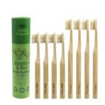 Gaia Guy Natural Bristle Bamboo Toothbrush Family Pack (NO Nylon - Boar Hair ONLY) - Totally Compostable & Biodegradable Boar Bristle and Bamboo Toothbrushes - Zero Waste - 4 Kids and 4 Adults - Fast UK Delivery