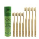Gaia Guy Natural Bristle Bamboo Toothbrush Family Pack (NO Nylon - Boar Hair ONLY) - Totally Compostable & Biodegradable Boar Bristle and Bamboo Toothbrushes - Zero Waste - 4 Kids and 4 Adults - Fast UK Delivery