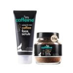 mCaffeine Exfoliating Coffee Body & Face Scrub for Tan, Dirt & Blackhead Removal | Value Pack | De Tan Bathing Scrub Combo for Women & Men with Coffee Body Scrub (55gm) & Coffee Face Scrub (75gm) - Fast UK Delivery