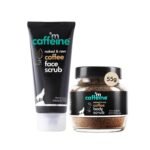 mCaffeine Exfoliating Coffee Body & Face Scrub for Tan, Dirt & Blackhead Removal | Value Pack | De Tan Bathing Scrub Combo for Women & Men with Coffee Body Scrub (55gm) & Coffee Face Scrub (75gm) - Fast UK Delivery